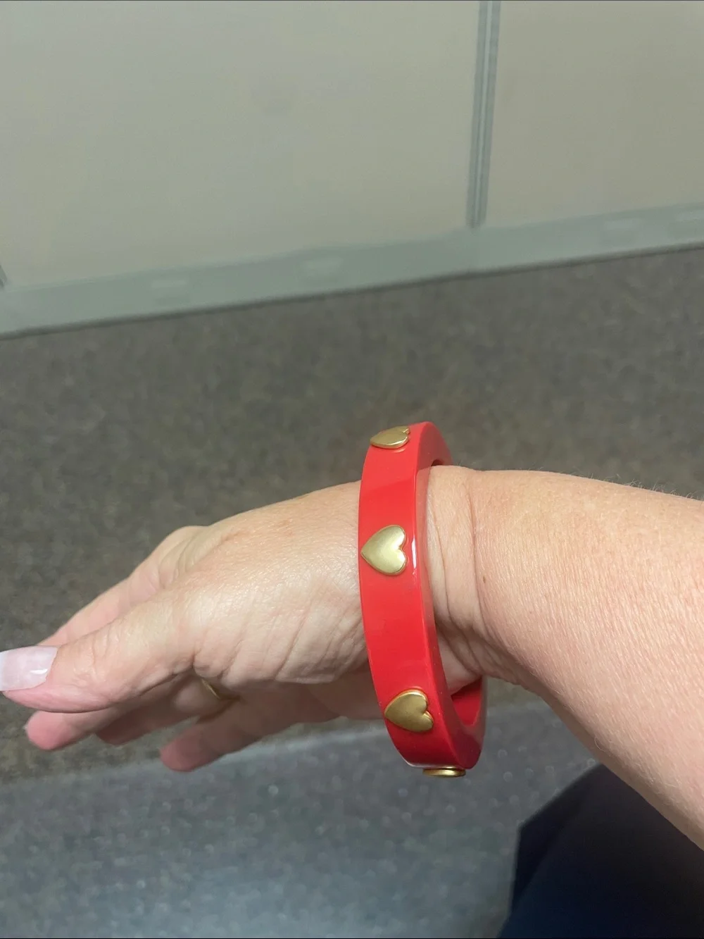 Red Heart Accent Bangle Bracelet - Brand Unknown